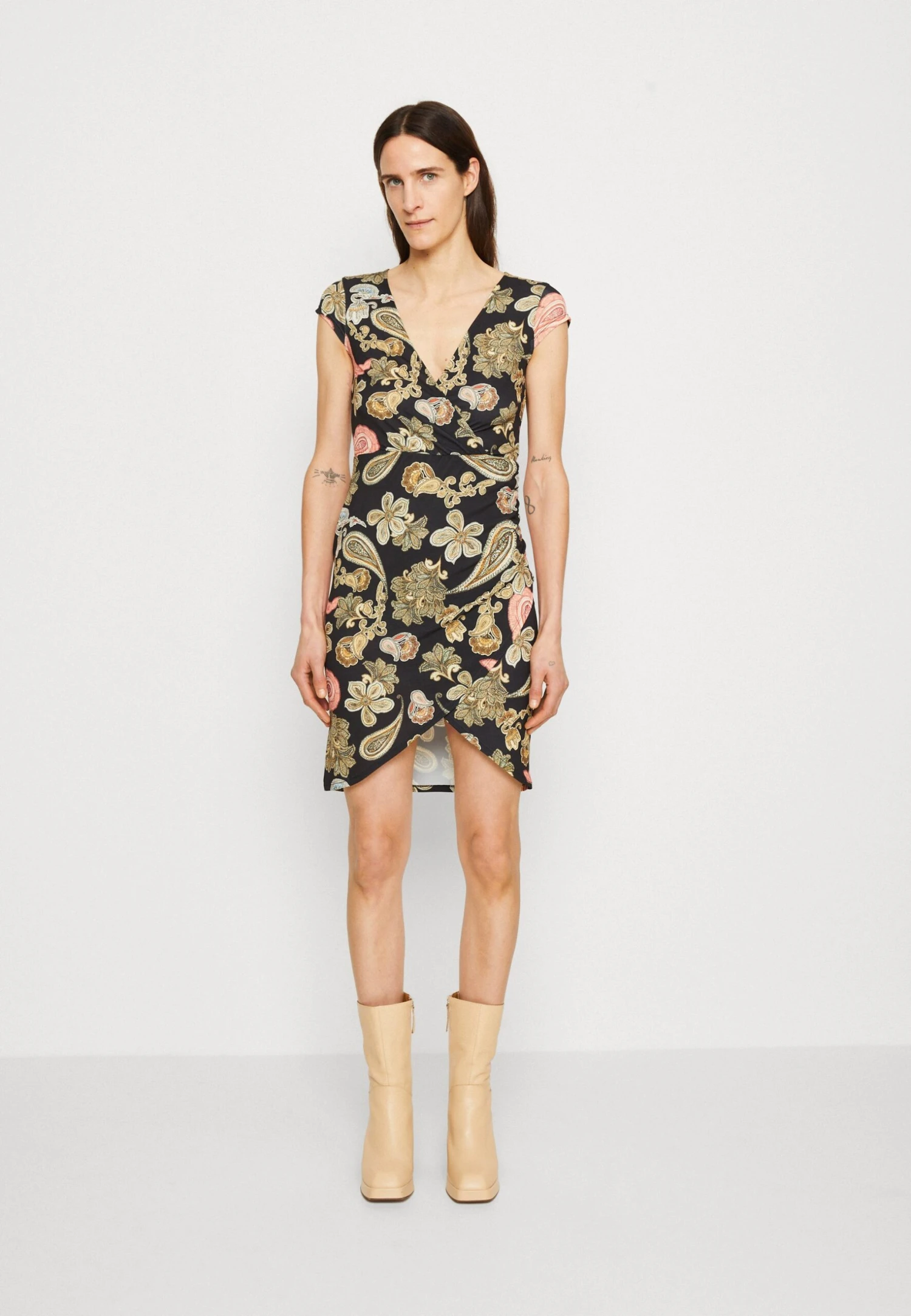 Anna Field Jerseyjurk - Black/Multi Coloured 3 Anna Field Jerseyjurk - Black/Multi Coloured - Afbeelding 3