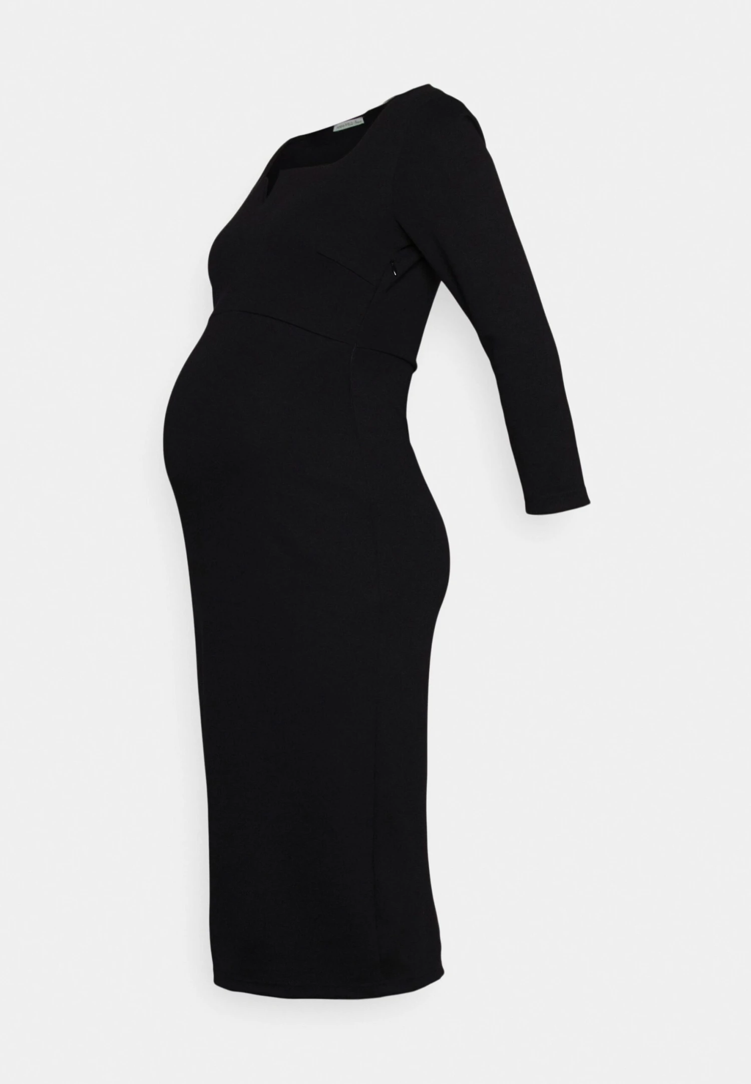 Notch Neckline Midi Dress - Jerseyjurk - Black 4 Notch Neckline Midi Dress - Jerseyjurk - Black - Afbeelding 4