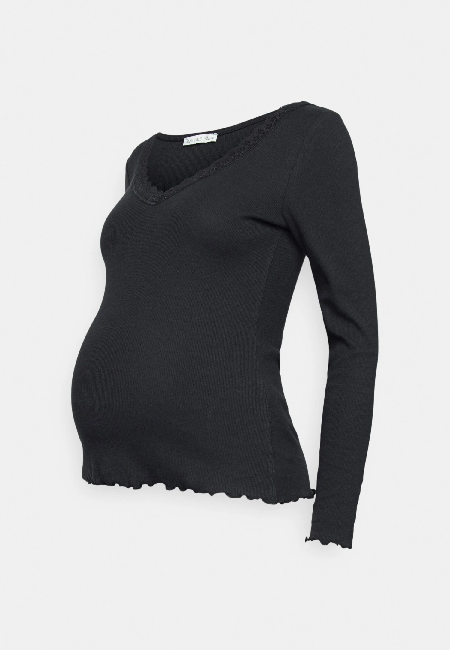 Maternity Ribbed Longsleeve Lace- Longsleeve - Black 4 Maternity Ribbed Longsleeve Lace- Longsleeve - Black - Afbeelding 4