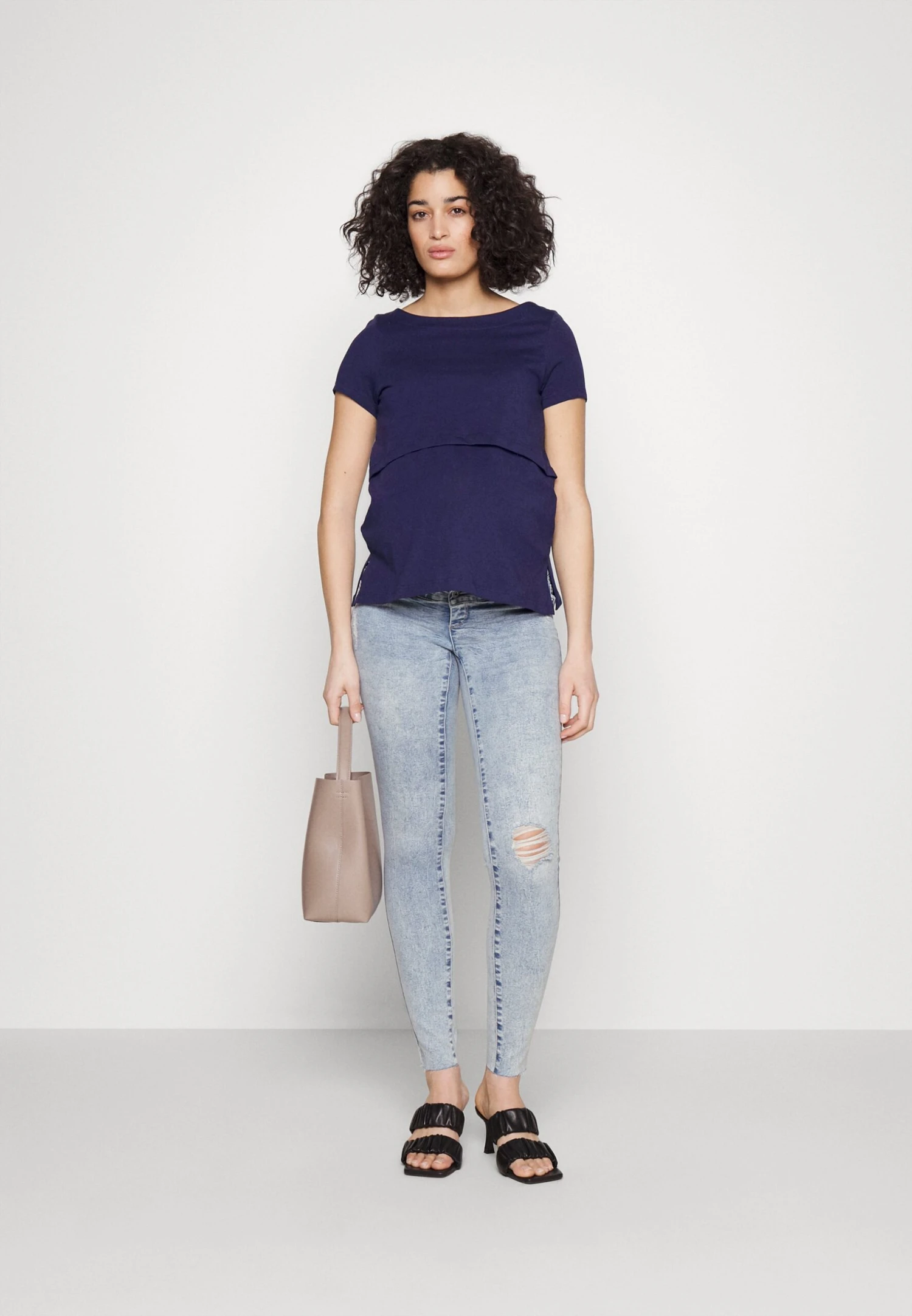Maternity Long Tee- T-Shirt Basic - Dark Blue 2 Maternity Long Tee- T-Shirt Basic - Dark Blue - Afbeelding 2