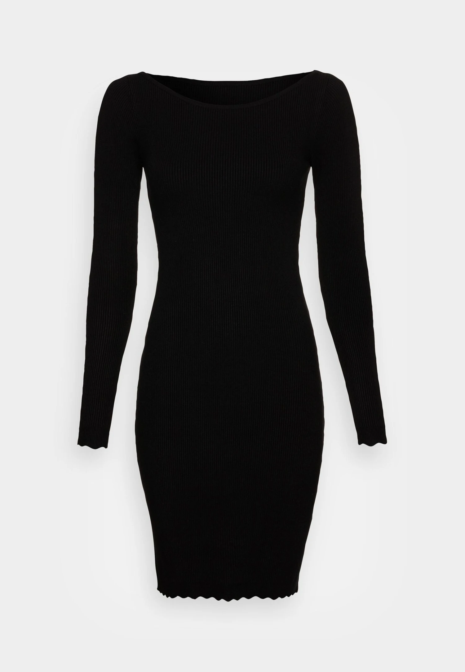 Anna Field Boat Ausschnitt Mini Strickkleid Mit Geschweiften Rändern - Gebreide Jurk - Black 1 Anna Field Boat Ausschnitt Mini Strickkleid Mit Geschweiften Rändern - Gebreide Jurk - Black