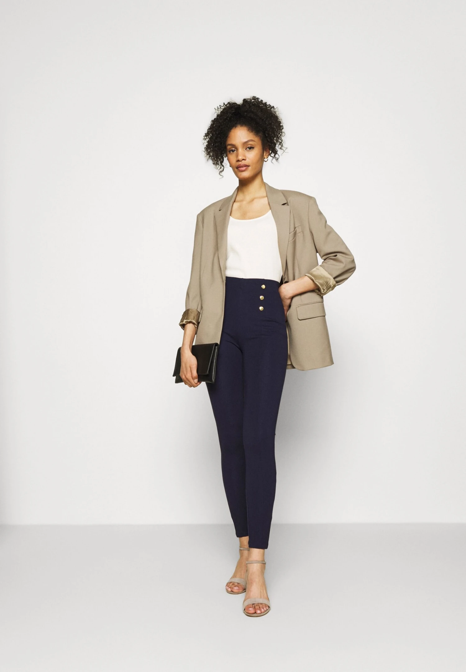 Anna Field Punto Leggings With Button Detail - Legging - Dark Blue 2 Anna Field Punto Leggings With Button Detail - Legging - Dark Blue - Afbeelding 2