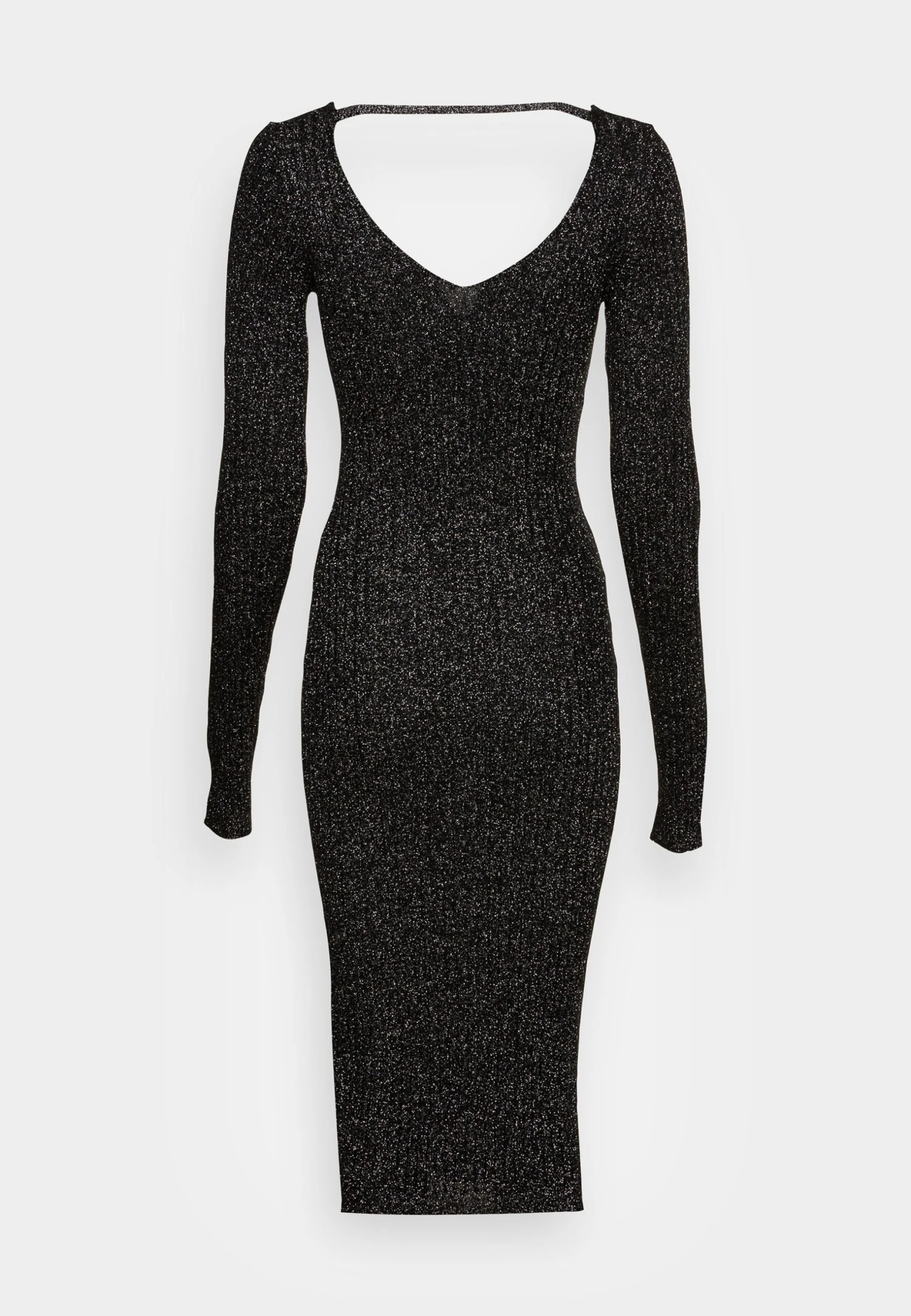 Anna Field Lurex V-Ausschnitt Midi Strickkleid - Etui-Jurk - Black 2 Anna Field Lurex V-Ausschnitt Midi Strickkleid - Etui-Jurk - Black - Afbeelding 2