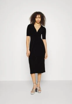 Center Front Knot Low Midi Dress - Jurk - Black
