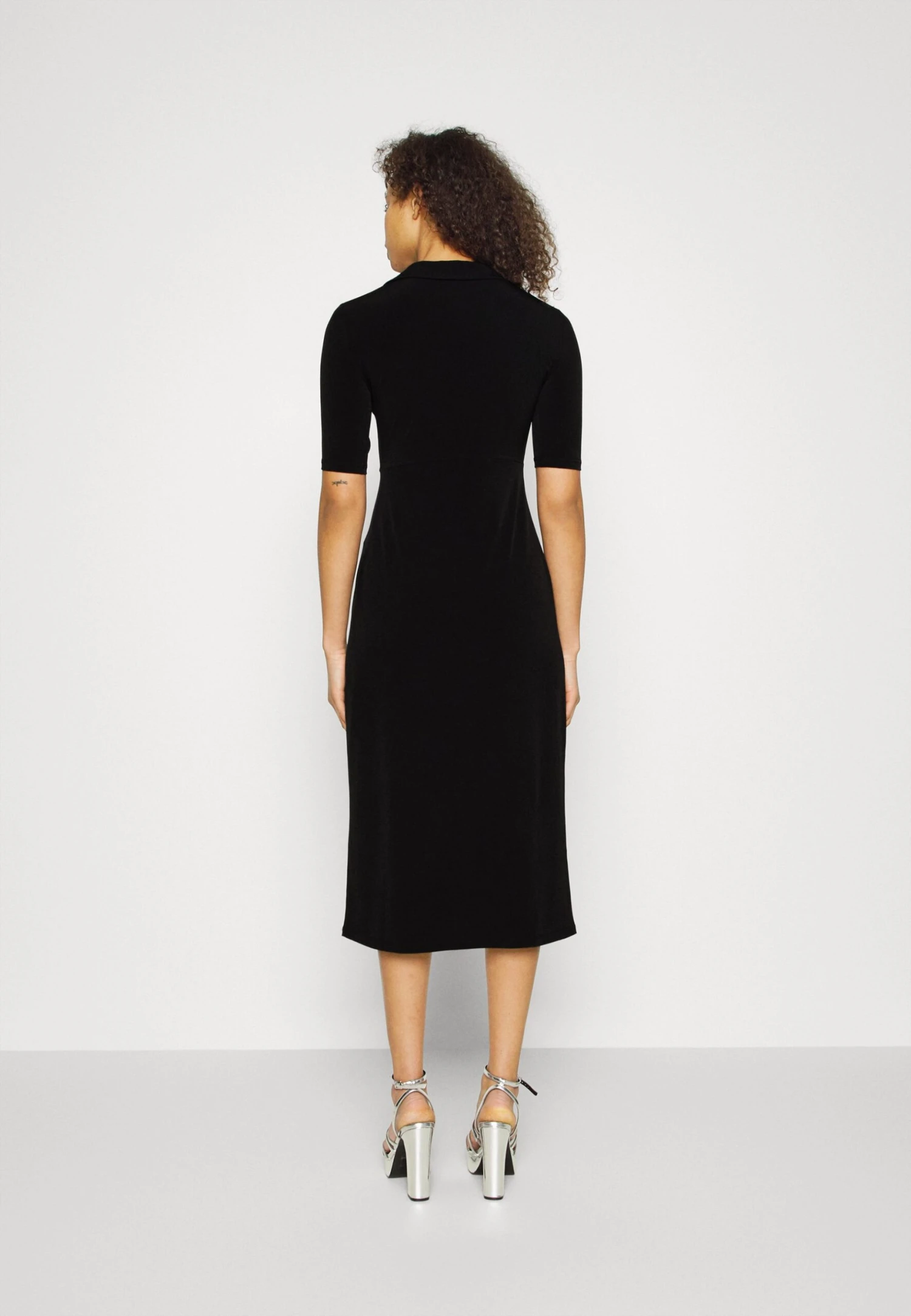 Center Front Knot Low Midi Dress - Jurk - Black 3 Center Front Knot Low Midi Dress - Jurk - Black - Afbeelding 3