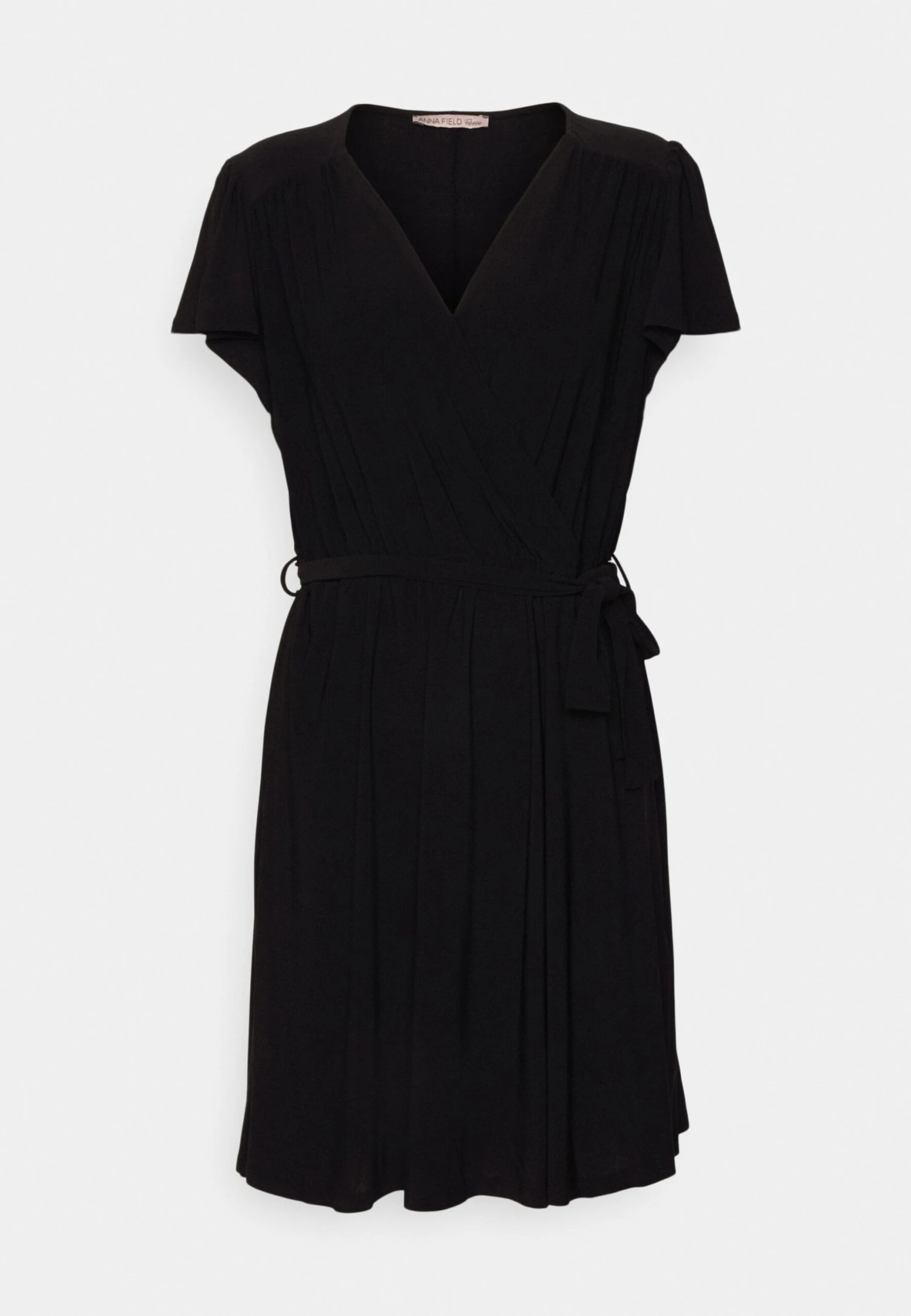 Frilled Cap Sleeves Flared Dress - Jerseyjurk - Black 4 Frilled Cap Sleeves Flared Dress - Jerseyjurk - Black - Afbeelding 4