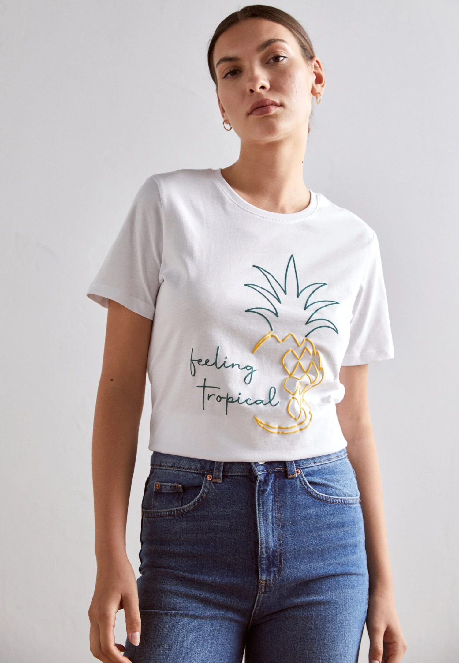 Anna Field Hattie Pineapple Puff - T-Shirt Print - White 1 Anna Field Hattie Pineapple Puff - T-Shirt Print - White