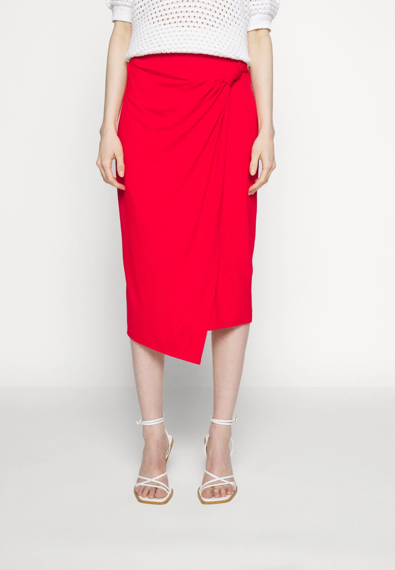 Anna Field Front Knot Midi Skirt - Kokerrok - Red 3 Anna Field Front Knot Midi Skirt - Kokerrok - Red - Afbeelding 3