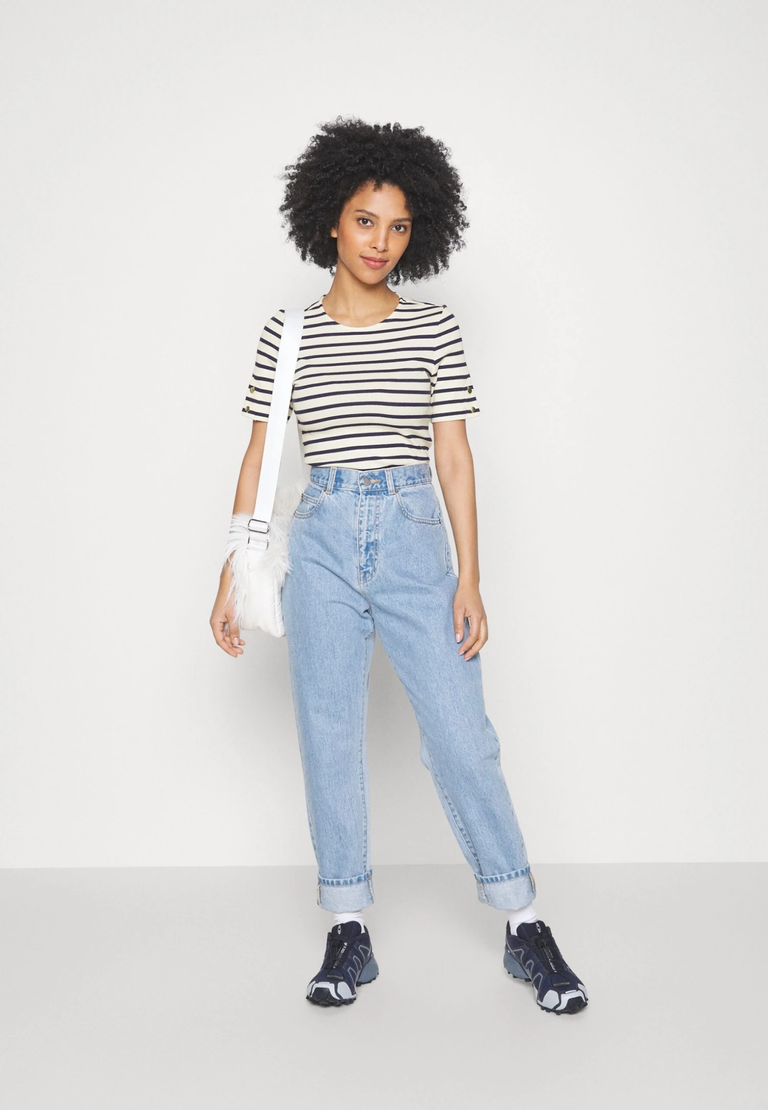 T-Shirt Print - Dark Blue White 2 T-Shirt Print - Dark Blue White - Afbeelding 2