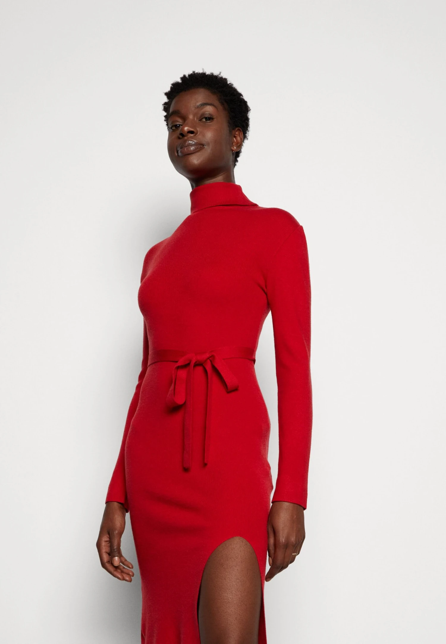 Anna Field Rollkragen Ripp Mini Strickkleid Mit Gürtel - Gebreide Jurk - Red 4 Anna Field Rollkragen Ripp Mini Strickkleid Mit Gürtel - Gebreide Jurk - Red - Afbeelding 4