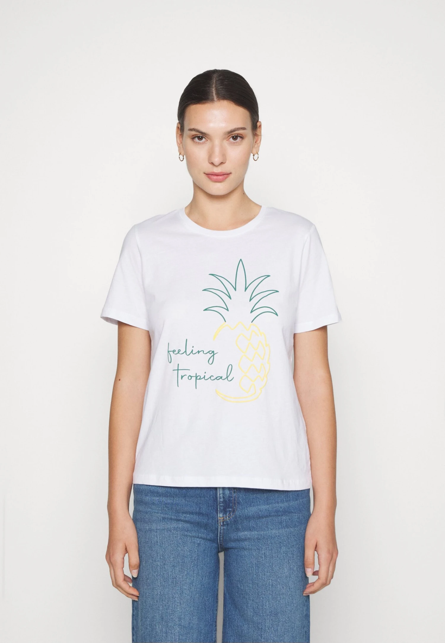 Anna Field Hattie Pineapple Puff - T-Shirt Print - White 3 Anna Field Hattie Pineapple Puff - T-Shirt Print - White - Afbeelding 3