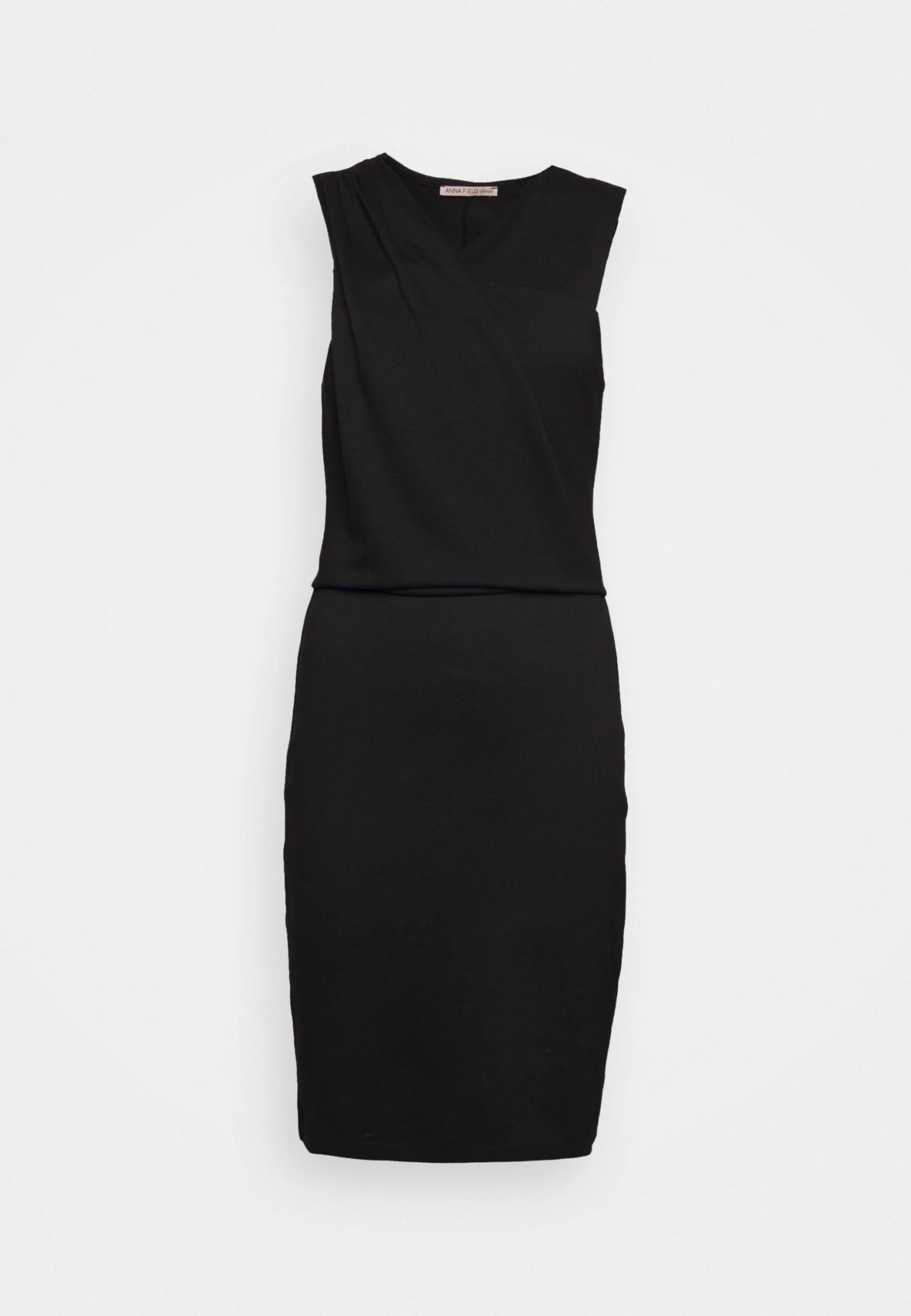 Drapped Neckline Smart Bodycon Sleeveless Mini Dress - Jerseyjurk - Black 5 Drapped Neckline Smart Bodycon Sleeveless Mini Dress - Jerseyjurk - Black - Afbeelding 5