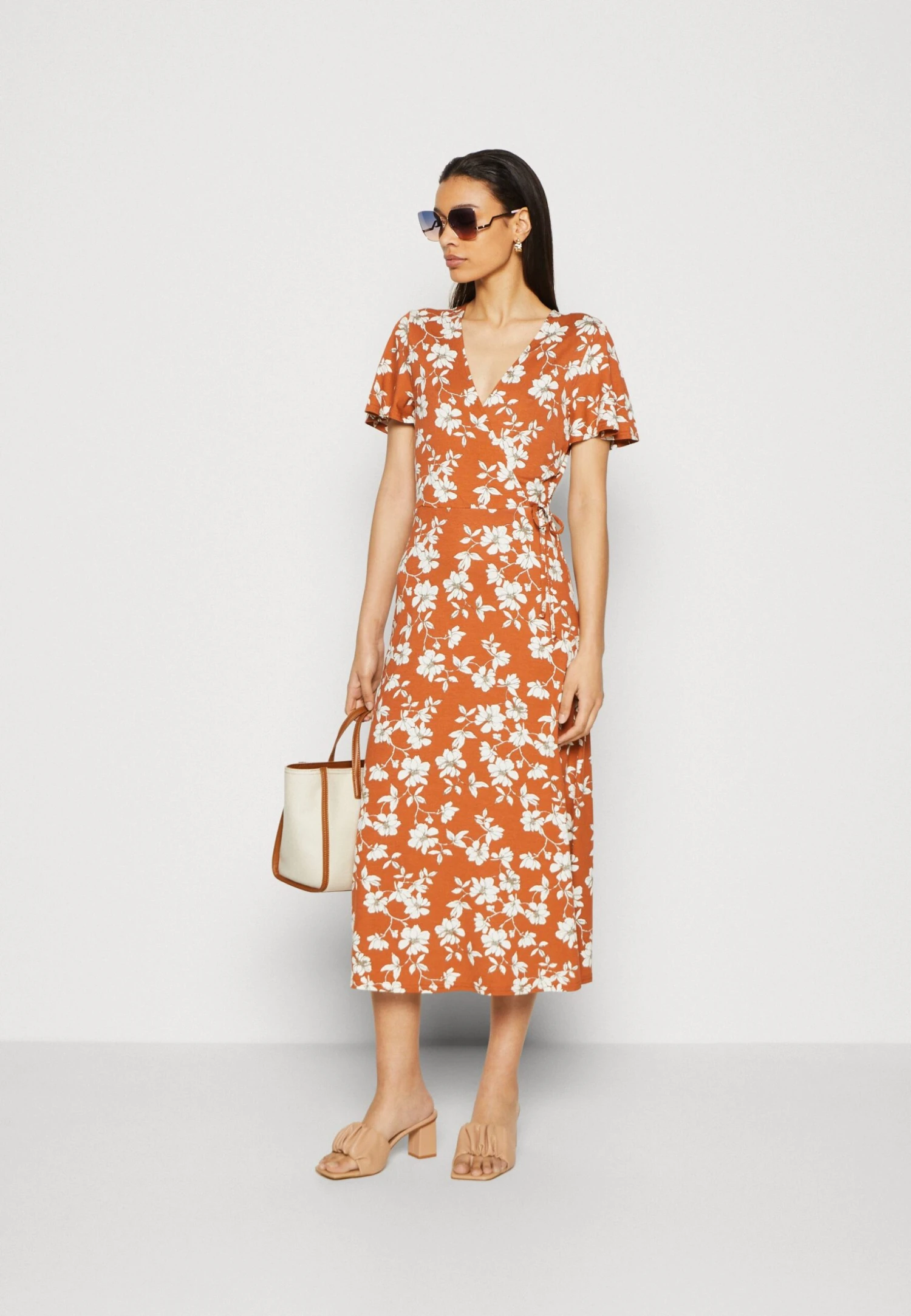 Anna Field Jerseyjurk - Brown/White 2 Anna Field Jerseyjurk - Brown/White - Afbeelding 2