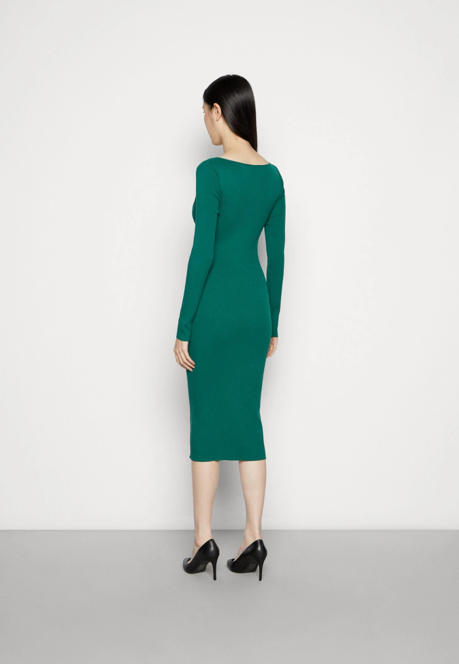 Anna Field V Ausschnitt Bodycon Midi Strickkleid - Etui-Jurk - Green 3 Anna Field V Ausschnitt Bodycon Midi Strickkleid - Etui-Jurk - Green - Afbeelding 3