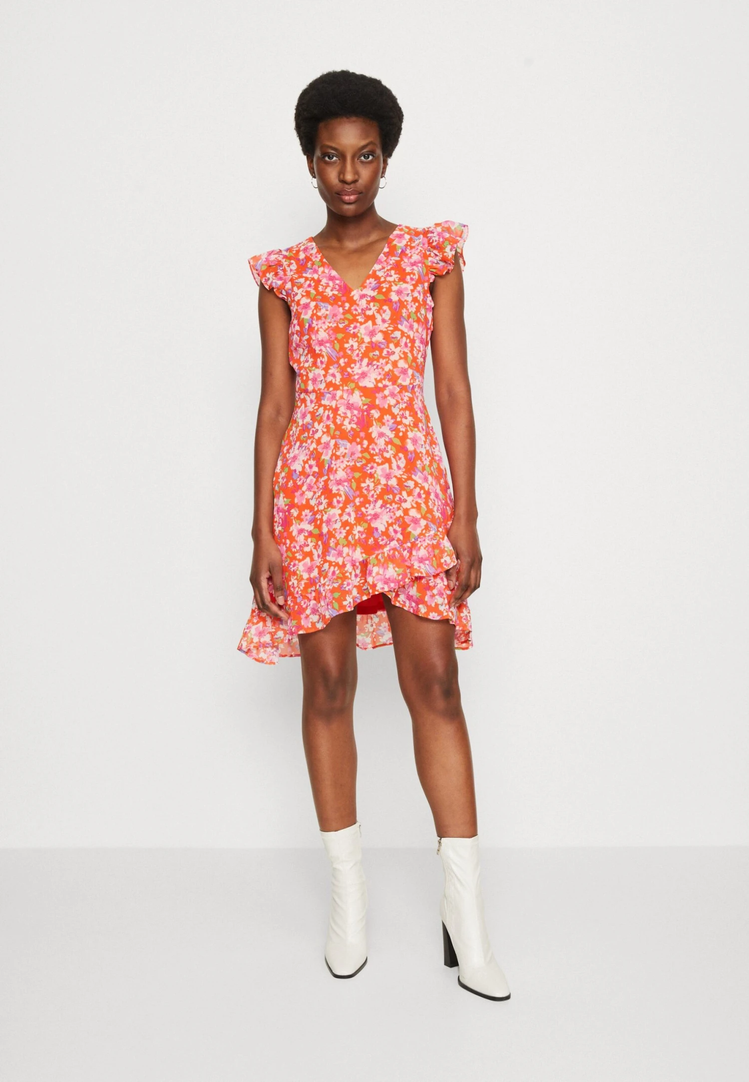 Anna Field Volant Short Dress- Jurk - Red/Multicoloured 1 Anna Field Volant Short Dress- Jurk - Red/Multicoloured