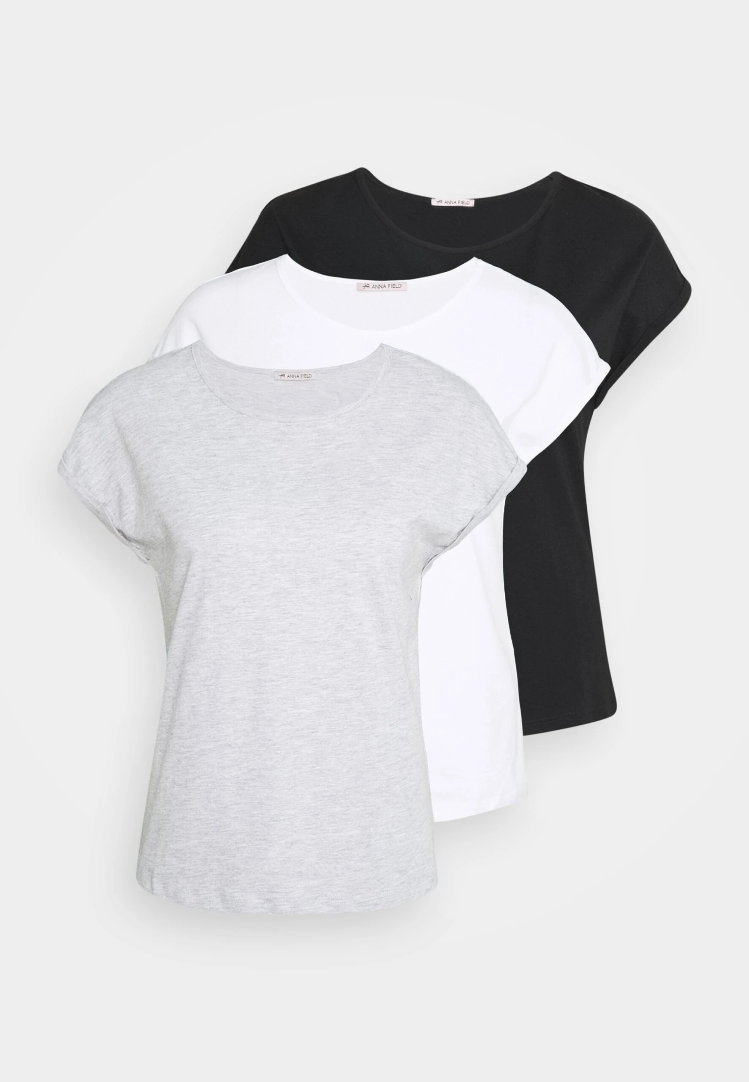 Anna Field 3 Pack - T-Shirt Basic - Black/White/Mottled Light Grey 7 Anna Field 3 Pack - T-Shirt Basic - Black/White/Mottled Light Grey - Afbeelding 7
