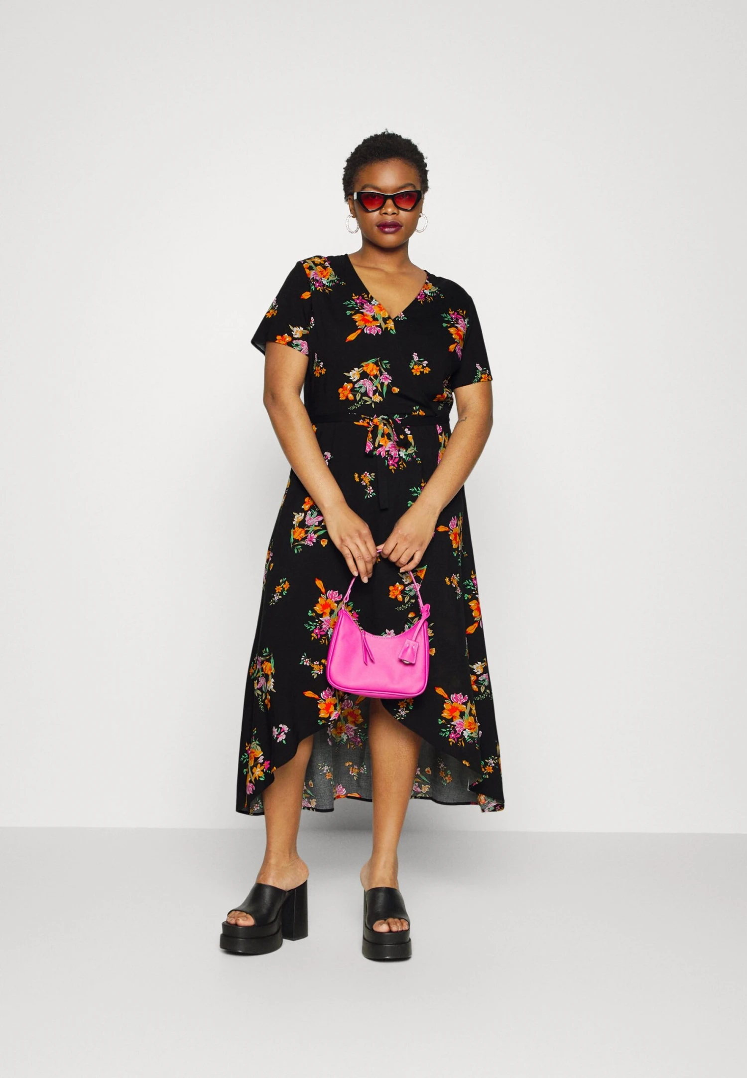 Wrap Dress High Low Hem - Jurk - Black 2 Wrap Dress High Low Hem - Jurk - Black - Afbeelding 2