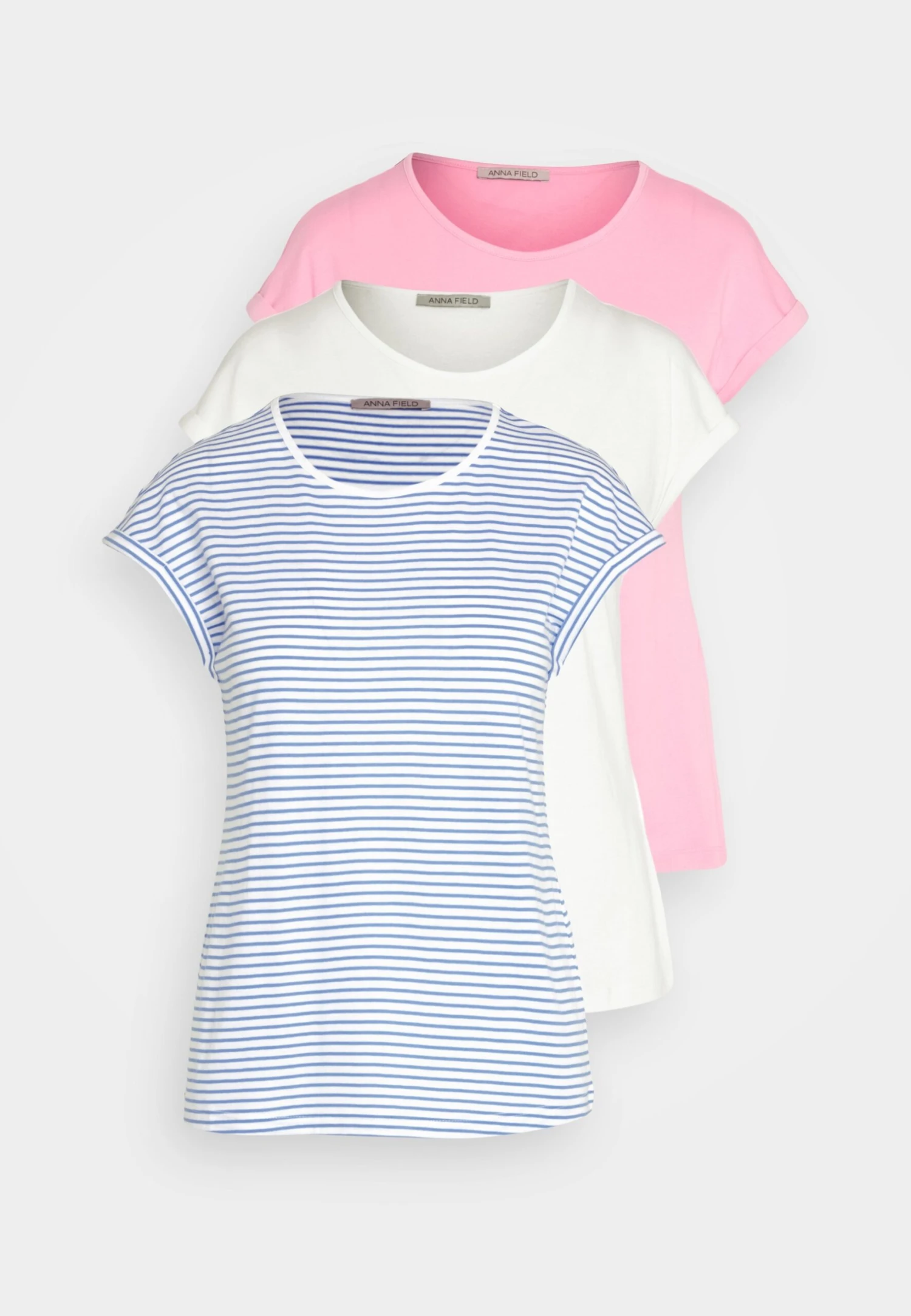 Anna Field 3 Pack - T-Shirt Print - White/Pink/Off-White 7 Anna Field 3 Pack - T-Shirt Print - White/Pink/Off-White - Afbeelding 7