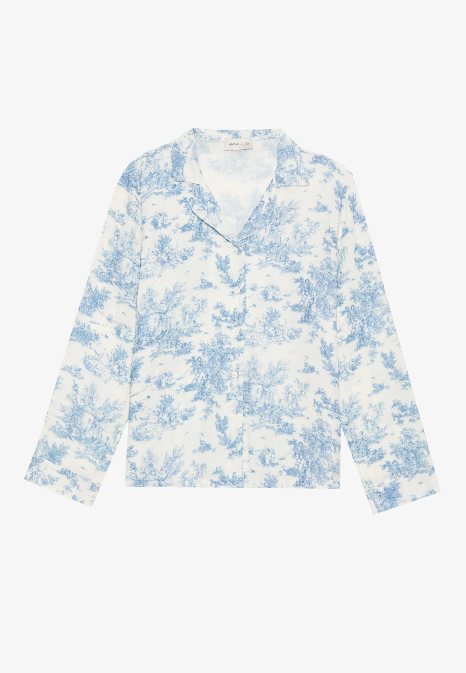 Anna Field SOFT MUSLIN COTTON PRINTED SET - Pyjama - White/blue 6 Anna Field SOFT MUSLIN COTTON PRINTED SET - Pyjama - White/blue - Afbeelding 6