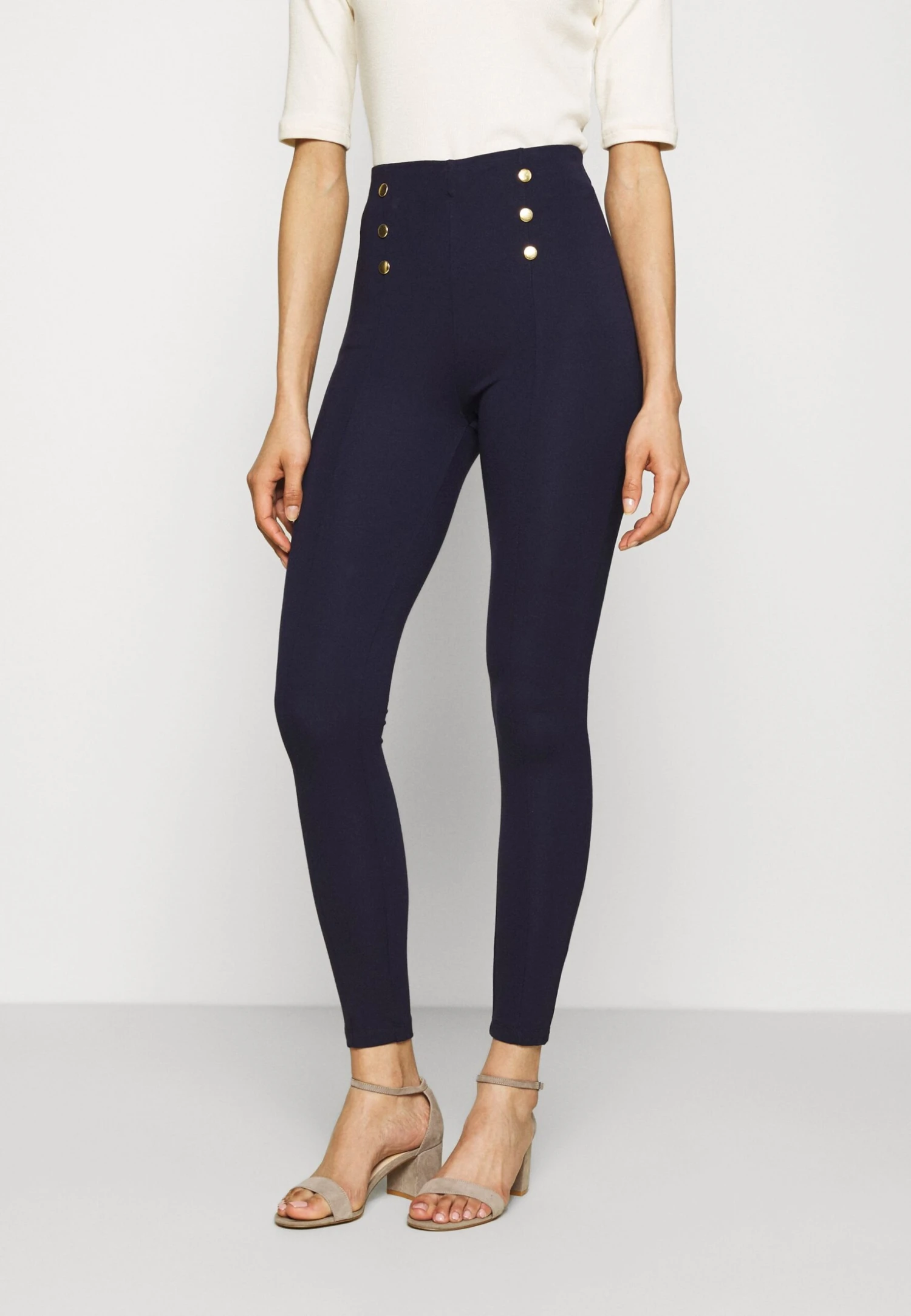 Anna Field Punto Leggings With Button Detail - Legging - Dark Blue 1 Anna Field Punto Leggings With Button Detail - Legging - Dark Blue