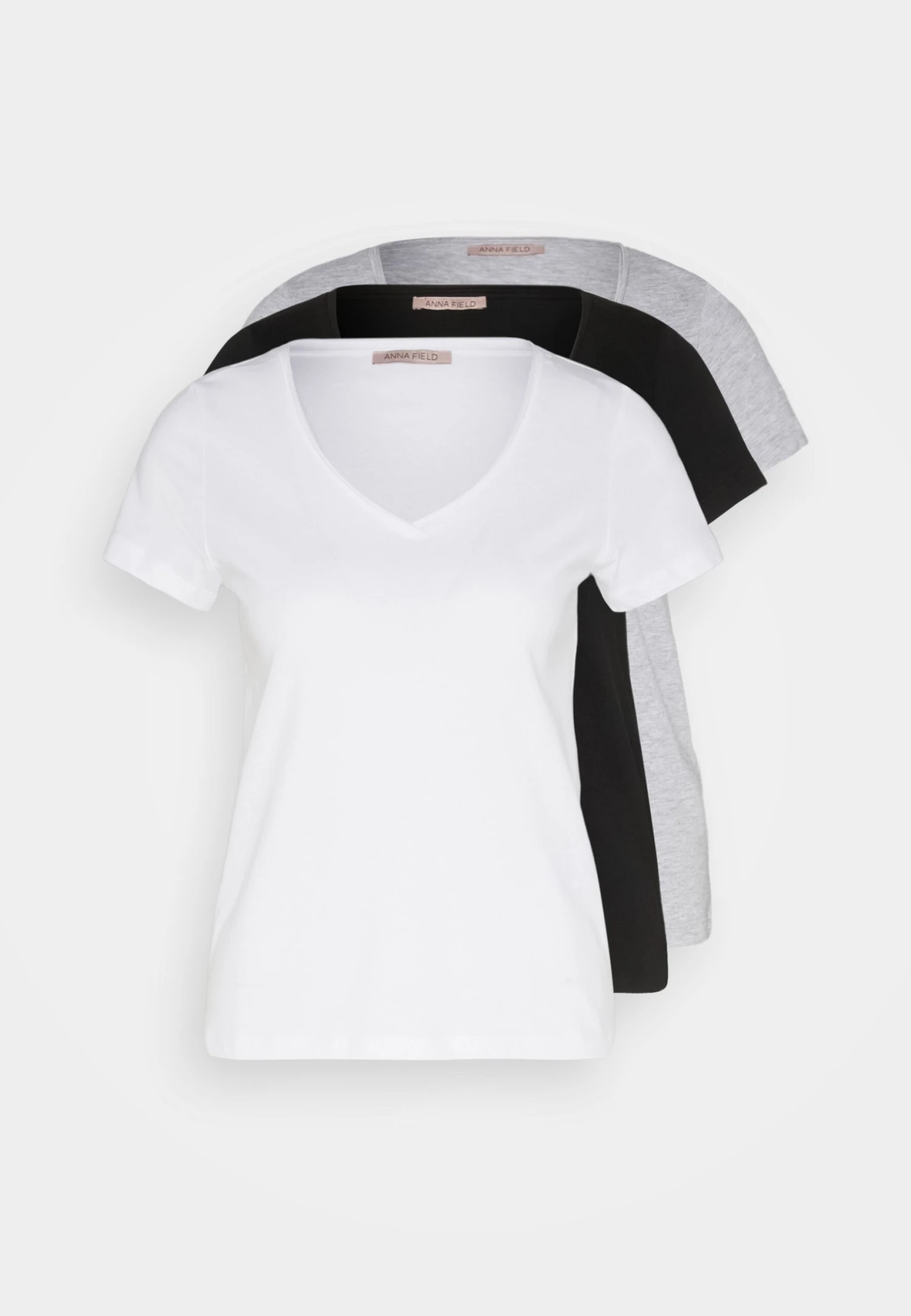 Anna Field 3 Pack- T-Shirt Basic - Black/White/Mottled Light Grey 7 Anna Field 3 Pack- T-Shirt Basic - Black/White/Mottled Light Grey - Afbeelding 7