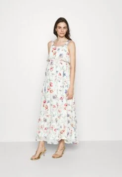 Woven Mama Maxi Dress Nursing Function- Maxi-Jurk - White/Red