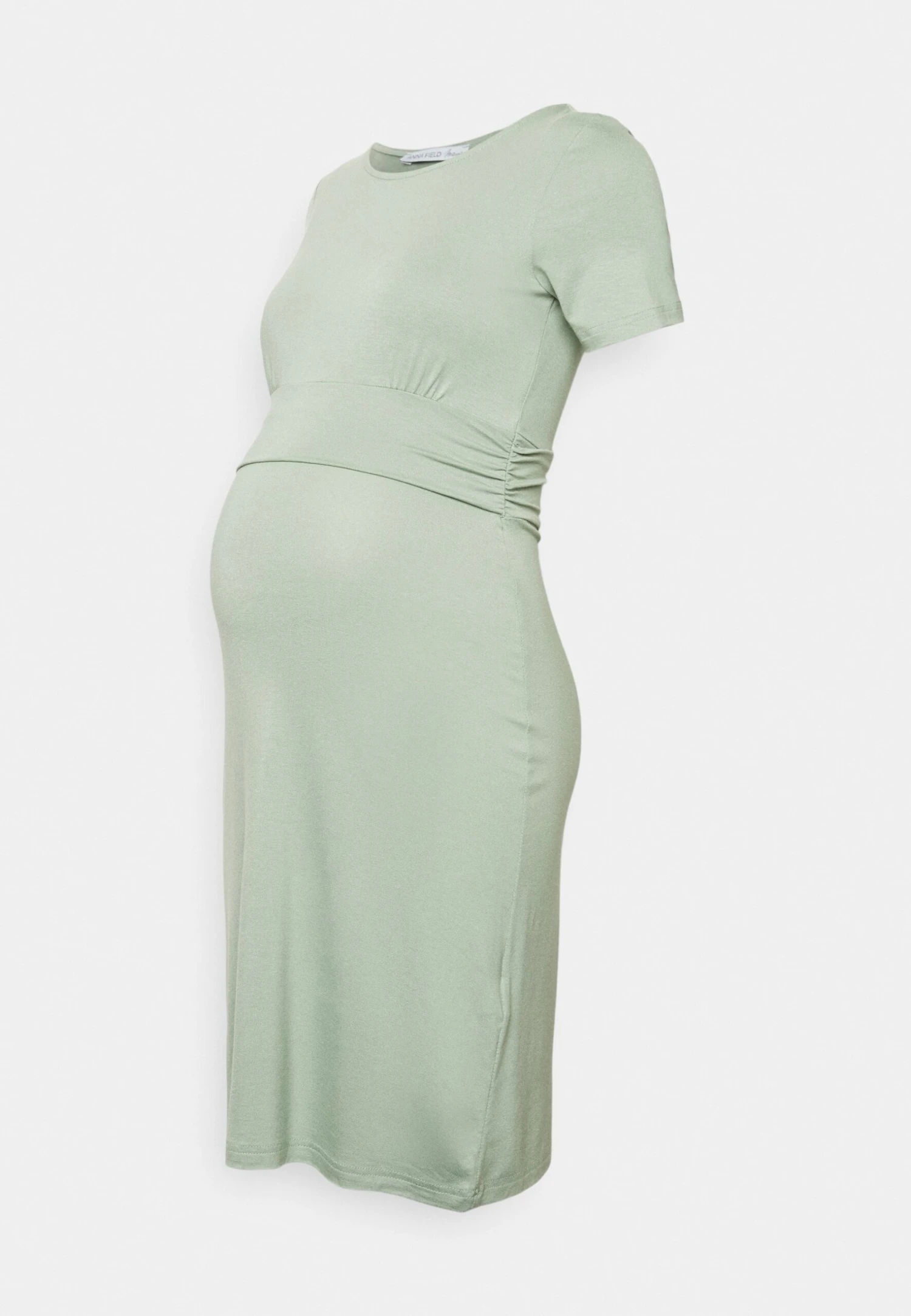 Short Sleeves Ruched Waist Mini Flared Dress - Jerseyjurk - Light Green 4 Short Sleeves Ruched Waist Mini Flared Dress - Jerseyjurk - Light Green - Afbeelding 4