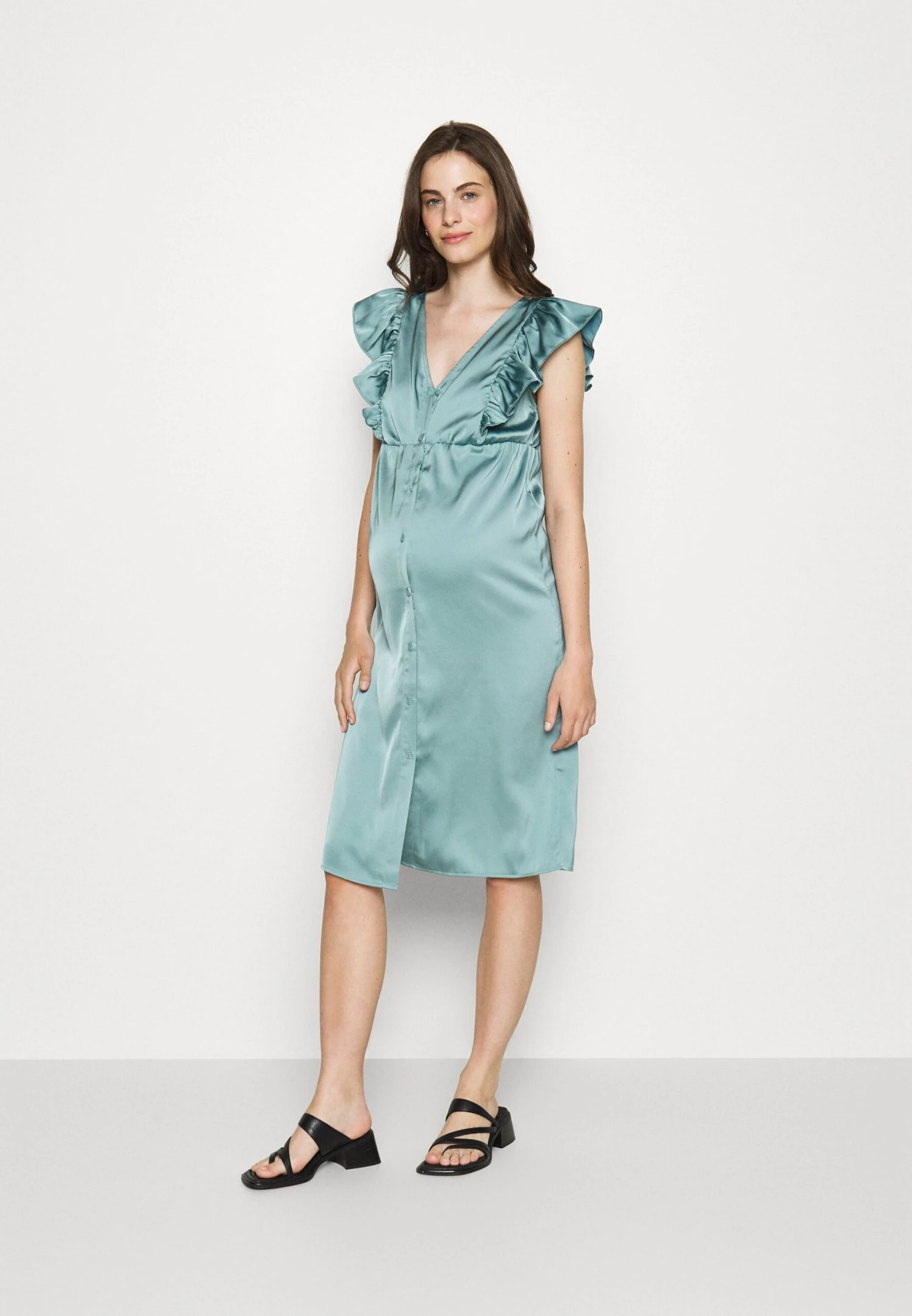 Mama Dress Mid Dress Open Slips- Cocktailjurk - Light Green 1 Mama Dress Mid Dress Open Slips- Cocktailjurk - Light Green