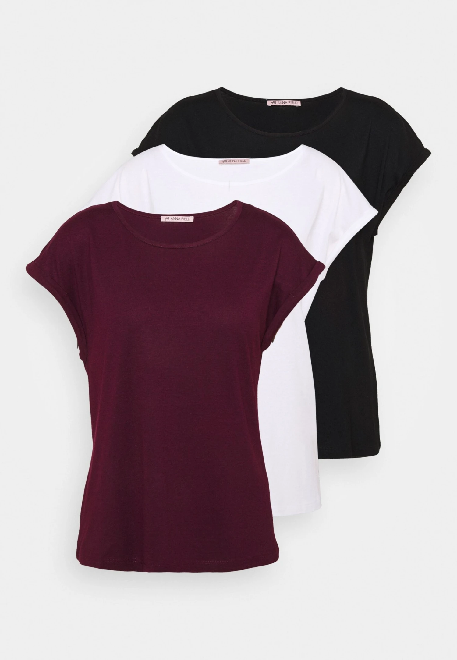 Anna Field 3 Pack - T-Shirt Basic - Black/White/Dark Red 6 Anna Field 3 Pack - T-Shirt Basic - Black/White/Dark Red - Afbeelding 6