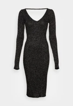 Anna Field Lurex V-Ausschnitt Midi Strickkleid - Etui-Jurk - Black