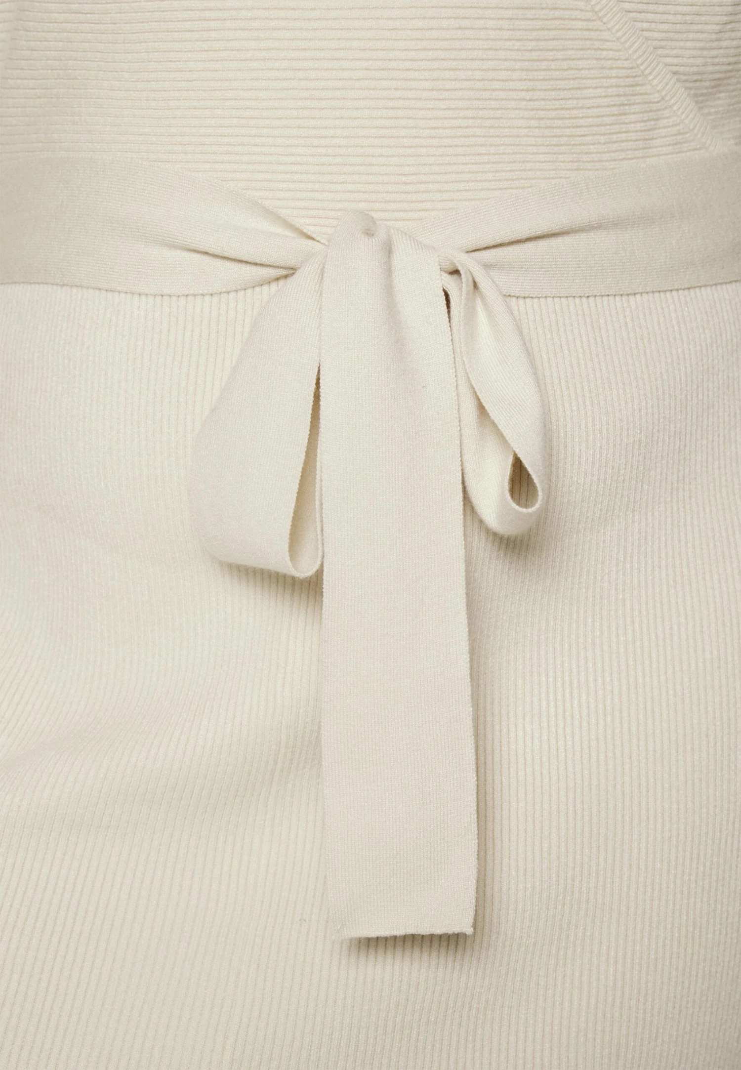 Wrap V Ausschnitt Mini Strickkleid Mit Gürtel - Gebreide Jurk - Off White 5 Wrap V Ausschnitt Mini Strickkleid Mit Gürtel - Gebreide Jurk - Off White - Afbeelding 5