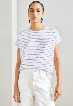 Anna Field Placed Stripe Flamingo Francesca- T-Shirt Print - White
